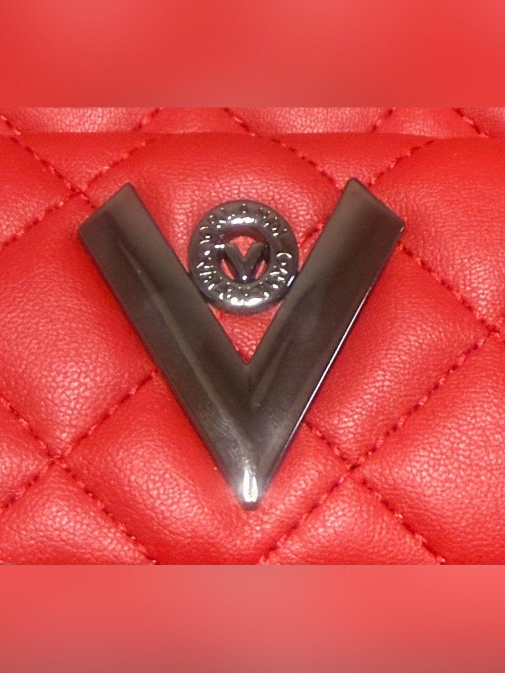 Valentino Orlandi Red Quilted Heart Crossbody Bag Vegan Leather NWT - Picture 2 of 9